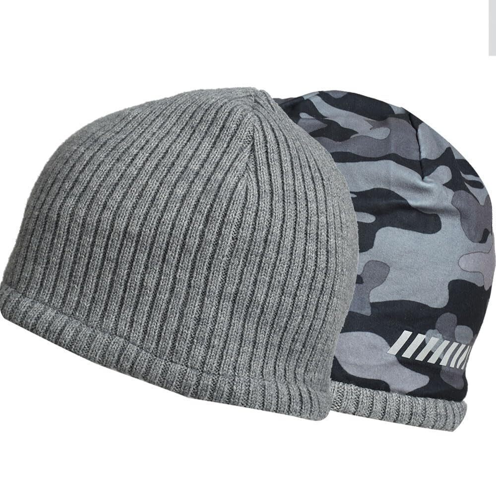 3088 Wool Athletic/Running Beanie - Reversible Fleece Hat with Reflective